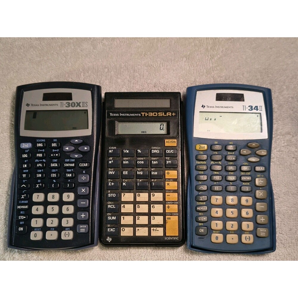 Texas Instruments Calculator Lot TI-30X IIS TI-34 II TI-30SLR+ Scientific Bundle